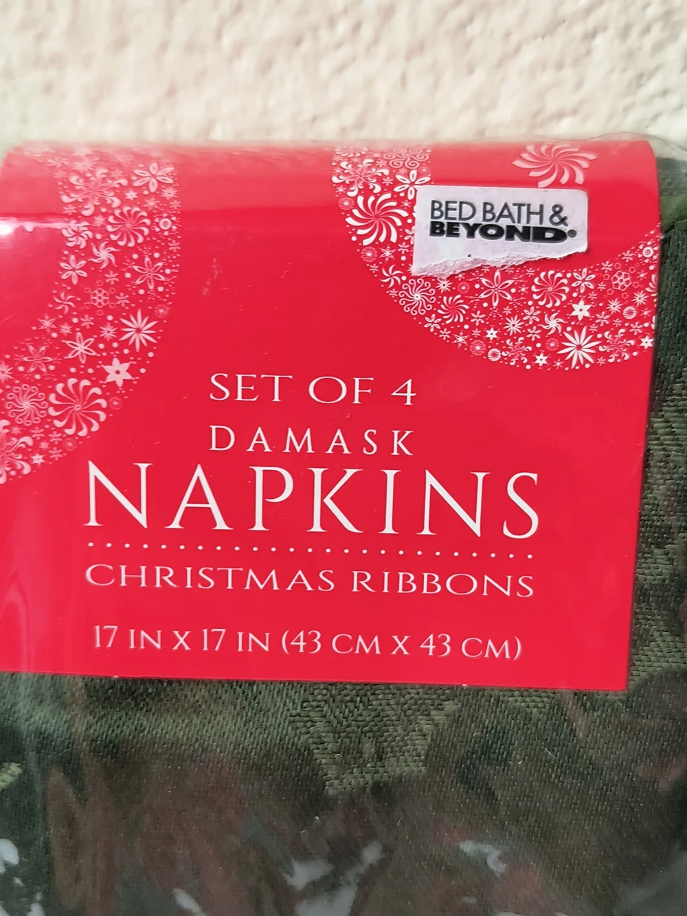Damask Christmas Napkins - Deep Green Set of 4